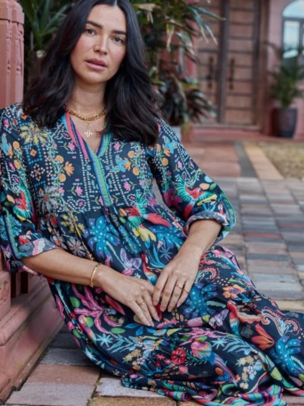 Lulalife A-Line Maxi Dress. MED fits LARGE. Silky, Flowy. Worn and washed once.